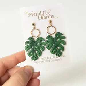 Monstera Leaf  Dangle Earrings- Hypoallergenic- High Quality Stainless Steel Findings