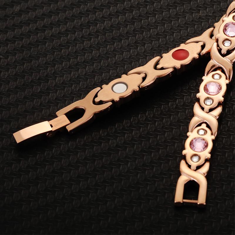 Energy magnet bracelet, eco-friendly alloy with diamonds, adjustable ladies' wristband