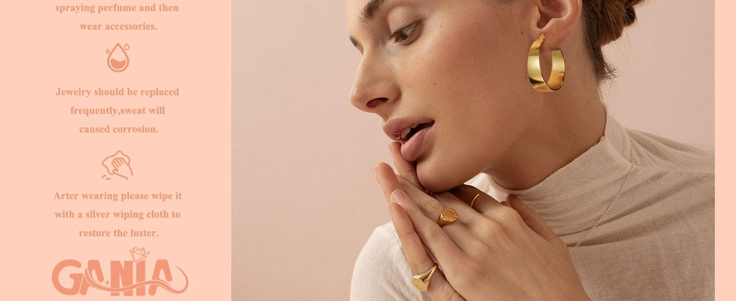 GANIA 18K gold hoop earrings - Women's version, hypoallergenic multi-size earrings with a lightweight large hoop design - 30/40/50/60 millimeters - Valentine's Day gift GANIA 18K gold hoop earrings - Women's version, hypoallergenic multi-size earrings with a lightweight large hoop design - 30/40/50/60 millimeters - Valentine's Day gift