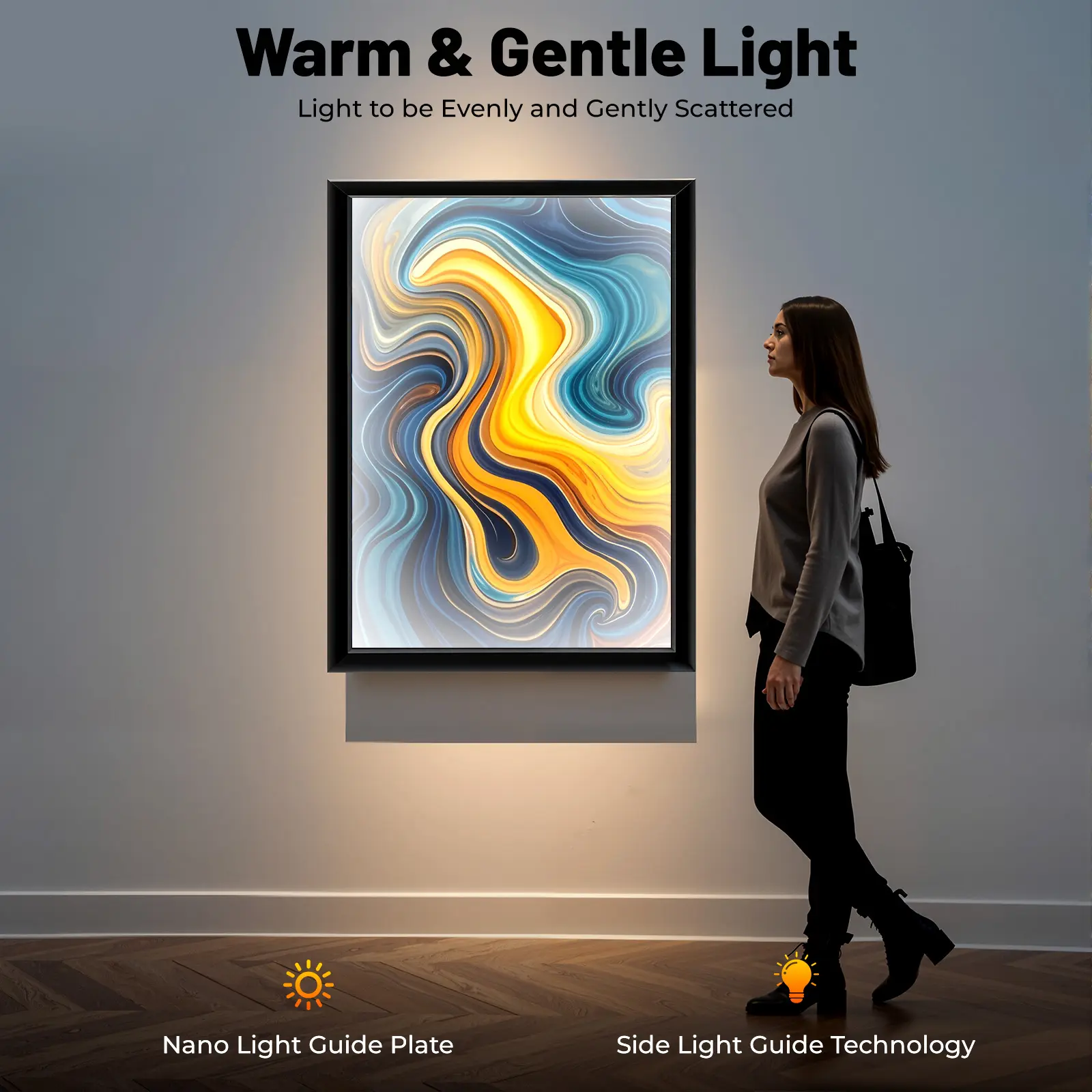 CNCEST Commercial Acrylic-Aluminium Alloy Modern LED Backlight Sign, 24x36in Front-Opening Wall Mount Frame, American Standard Illuminated Sign for Museums, Restaurants
