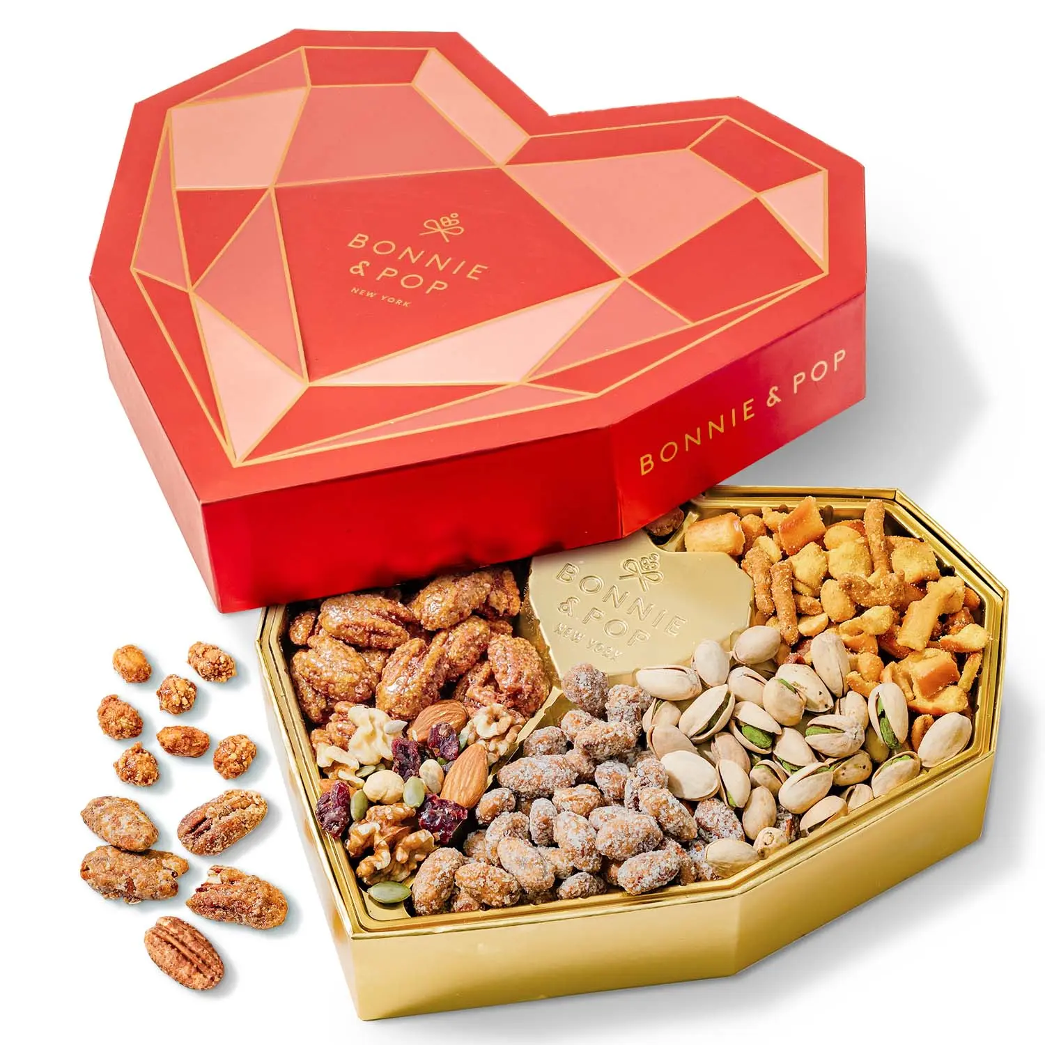 Gift Basket, Heart Box with Gourmet Nuts Assortment