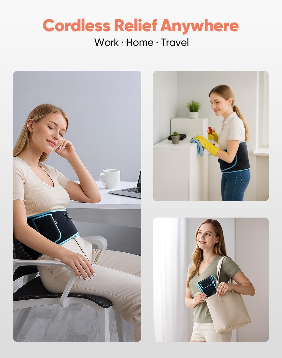 SHINE WELL Cordless Red Light Therapy Massage Belt with Heating, Shoulder Waist Muscle Pain Relief, for body Recovery and comfort deals for you days back comfy Christmas gifts