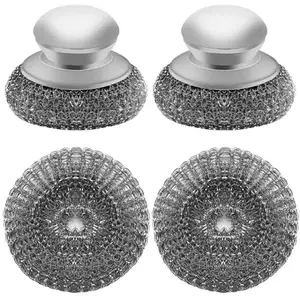Stainless Steel Wool Scrubber with Handle (Pack of 2)