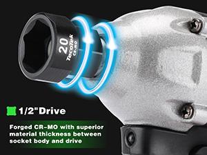 TecoTek 15-Piece 1/2-Inch Drive Metric Low Profile Impact Socket Set, Stubby Socket Set, 10mm-24mm, No Skips Sizes, 6 Point, Cr-Mo, Shorter Socket for Tight Areas