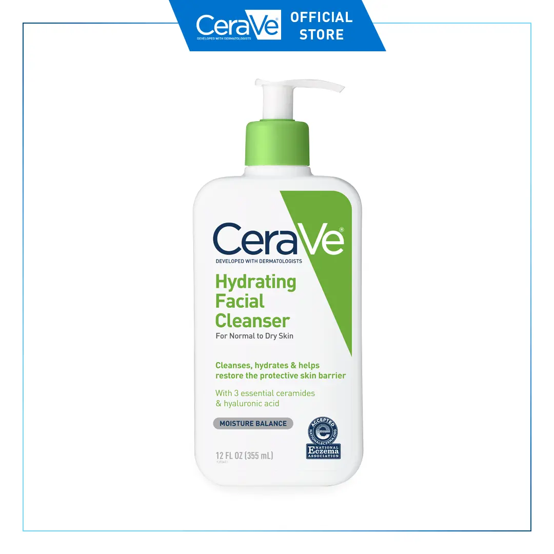 CeraVe Hydrating Facial Cleanser | Normal to Dry Skin | Non-Foaming Daily Face Wash | Hyaluronic Acid | 12 oz