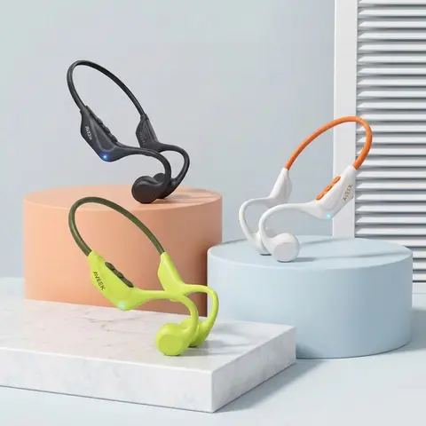 Aveek Bone Conduction Headphones for Running Cycling Sports Open Ear IPX5 Waterproof 23g Ultra-Lightweight Built-in Mic Bluetooth 5.3 Wireless 10-Hour Playtime Athleisure Earphones