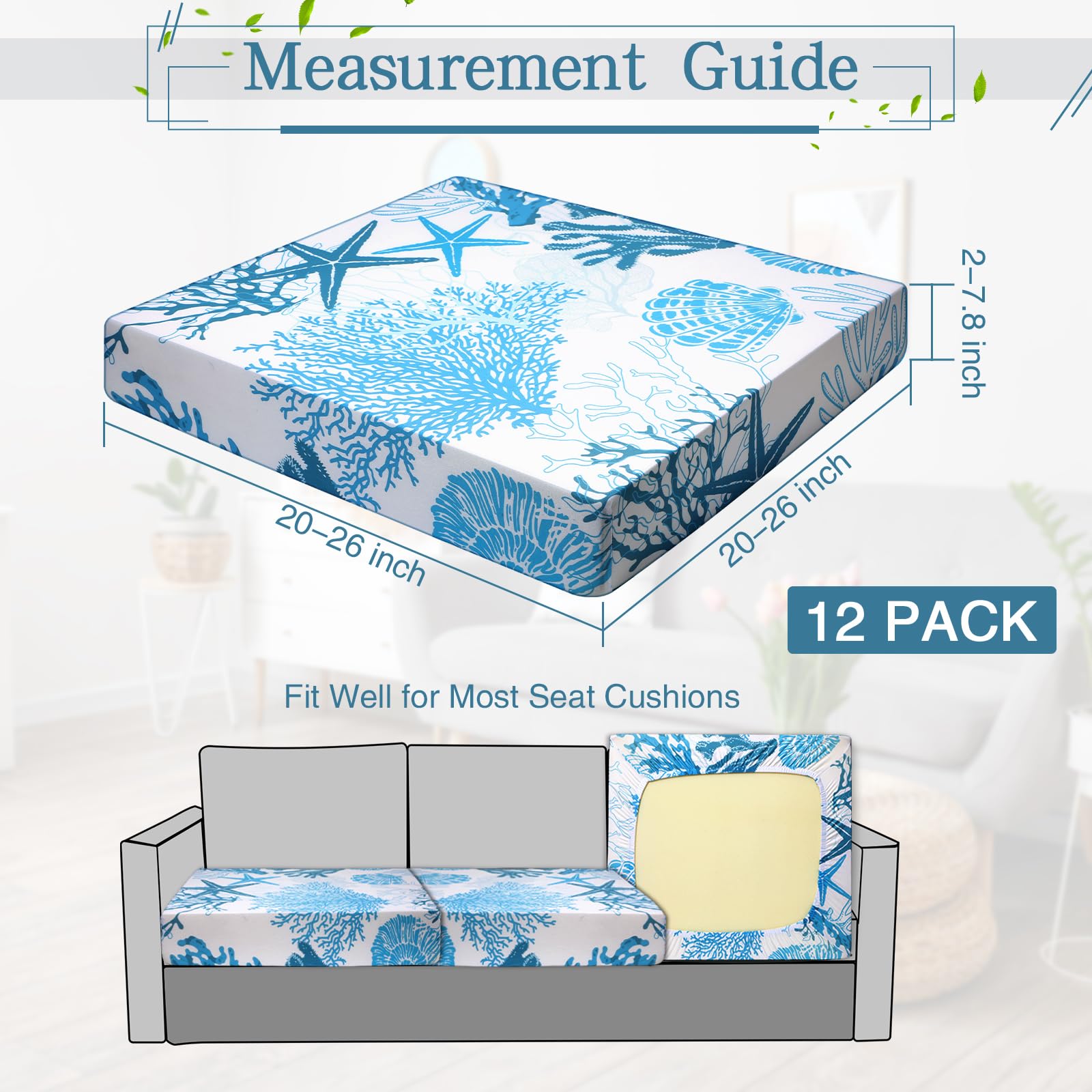 Easter Waterproof Patio Cushion Covers for Outdoor Patio Furniture & Indoor Sofa Cushions, 12/8/4Pcs, Elastic Pet-Friendly Sofa Cover Sofa Slipcover Couch Covers Anti-Slip Sofa Protector Sofa Seat Cover Replacement Sets for Spring Summer Patio Decor