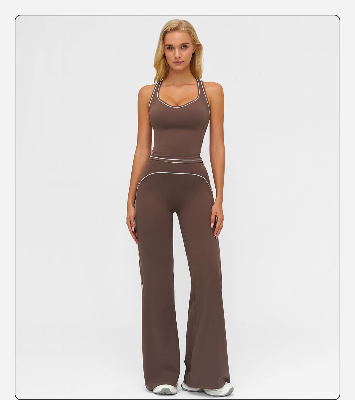 MFVIM Women's Sporty Tracksuit Set - Casual Two-Piece Athletic Wear, 78% Nylon 22% Spandex, Ideal for Gym & Daily Activities, H-Shaped Back Design, Bell-Bottom Pants SpringStatements