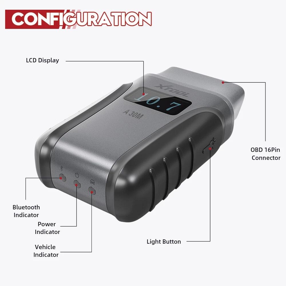 XTOOL A30M 2.0 Professional OBD2 Scanner | Full System Diagnostics + 26+ Service Resets + Bi-directional Control | 128 Car Brands & Lifetime Free Updates