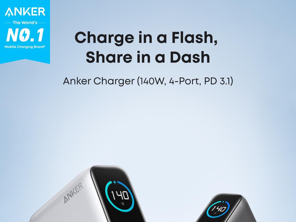 Anker Prime Power Bank, 20,100mAh 3-Port Portable Charger with 220W Max Output, Two-Way Charging + Anker 140W Laptop Charger, 4-Port Multi-Device Charging, 140W Max USB-C Charger, Advanced GaN Power, Intuitive Touch Controls