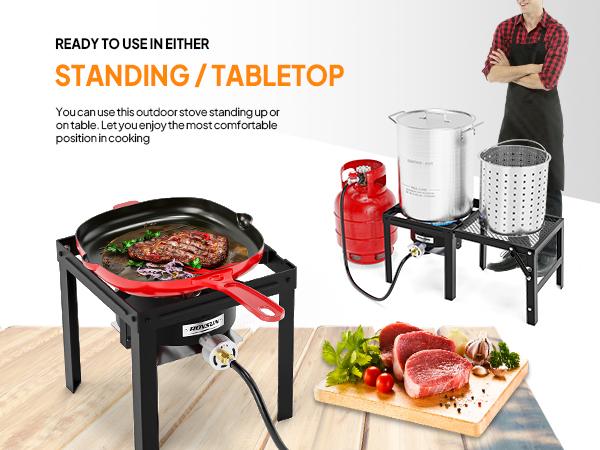 ROVSUN 100,000 BTU Propane Stove with Foldable Side Shelf, Single Burner Gas Stove for Outdoor Cooking with Regulator, Perfect for Camping, Tailgating, Turkey Frying, Seafood Boiling & Home Brewing,TikTokShopBlackFriday SpringStatements