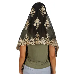 Velo/Mantilla {Negro con Bordado Dorado}