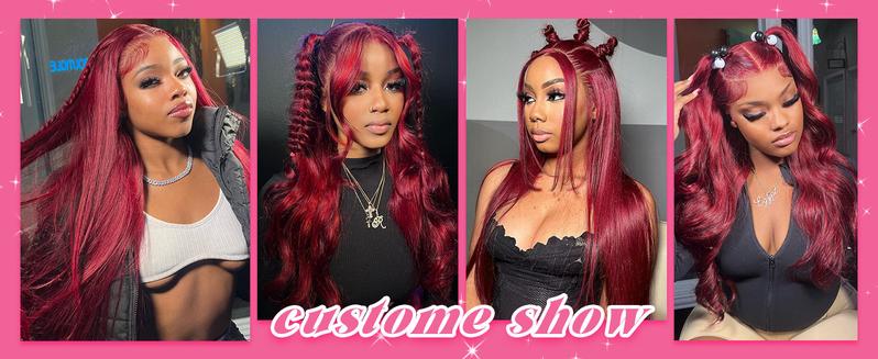 Tuneful 99j Burgundy Body Wave Hair Wig 13x6 HD Transparent Lace Front Wigs Human Hair 32Inch Burgundy Wig Human Hair 180% Density Brazilian Virgin Straight Human Hair Wigs for Women