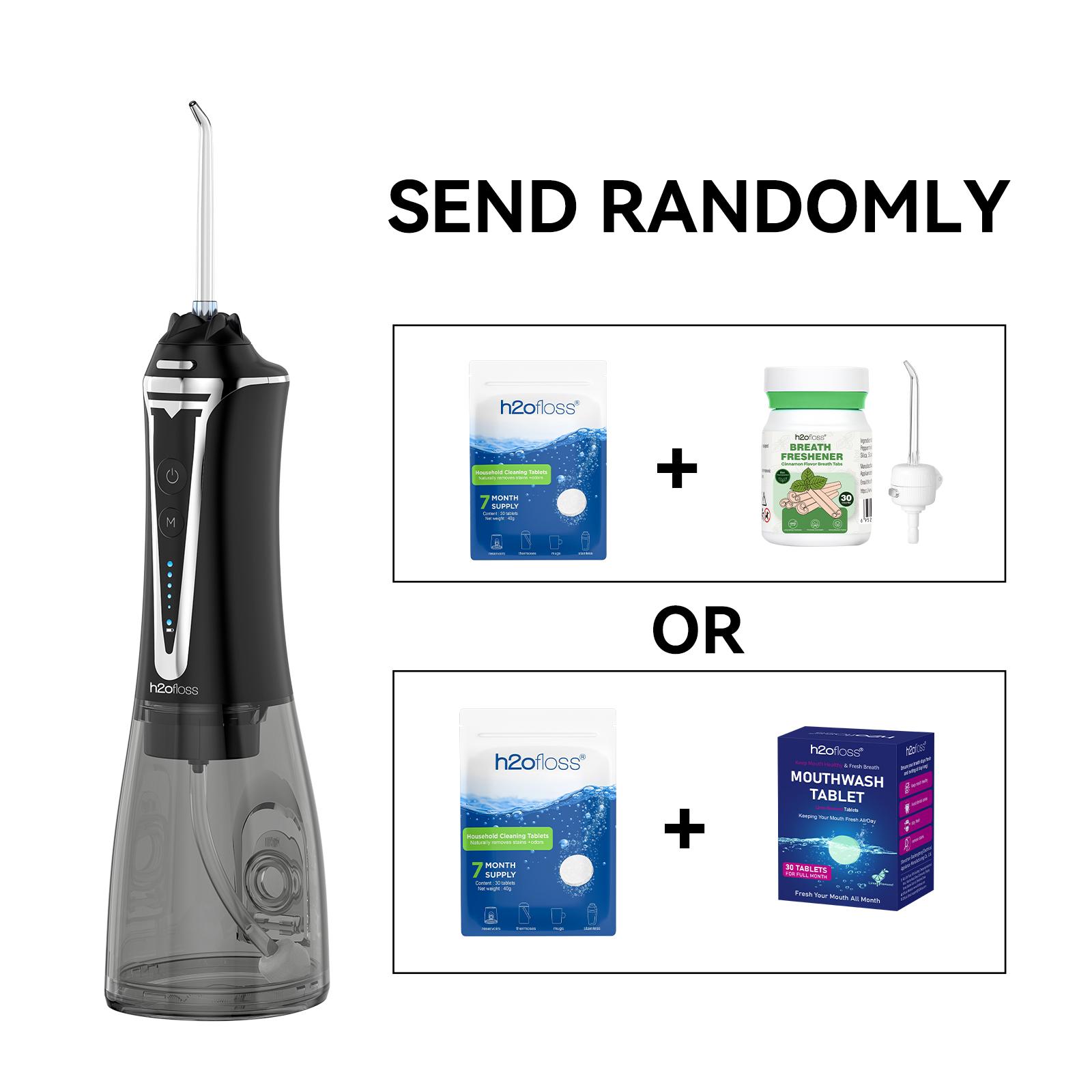 h2ofloss Water Dental Flosser TikTokShopBlackFriday -5 Modes Portable Oral Irrigator Braces Rechargeable & IPX7 Waterproof Teeth Cleaner for Home Travel P11 Black bundle sets holiday value pack stock up