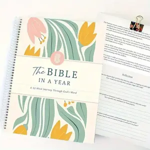 The Bible In A Year Notebook - 220 Pages GF Bible Journal, 52 Week Study Planner, Inspirational Christian Gift For Women Men (1 Book)