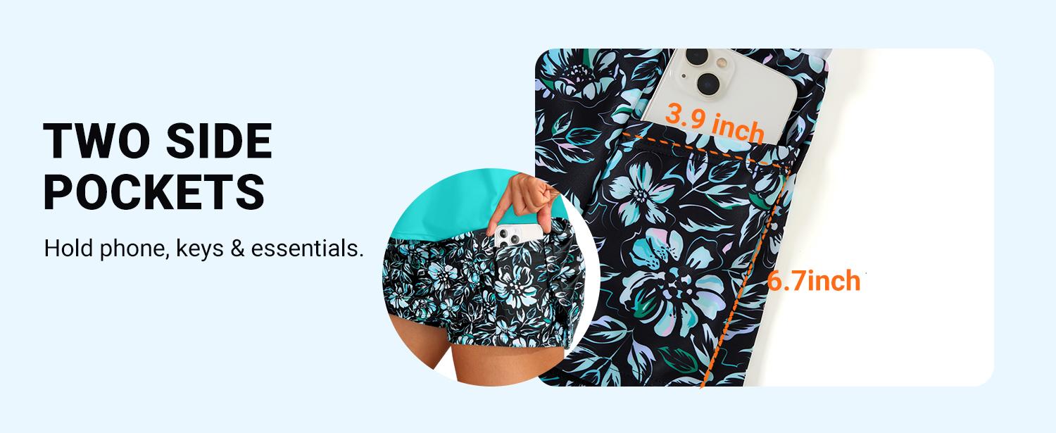 Daci Womens Three Piece Tankini Swimsuits with Skirt - Tummy Control Bathing Suit Swim Tank Top Sport Bra Athletic Swimwear