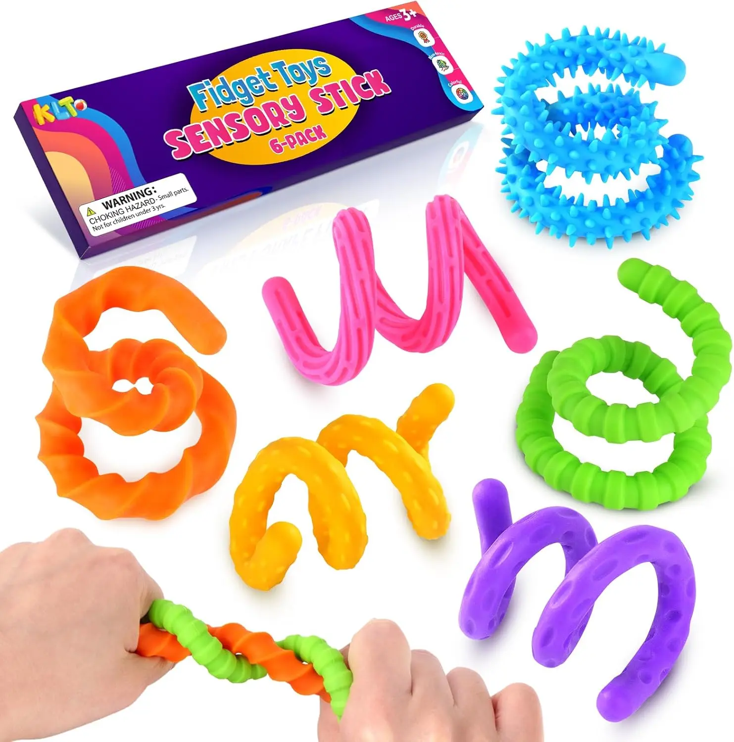 Lesong Sensory Stick Fidget Toys 6 Pack Textured Calming Toys for Autism Kids Teacher Classroom Must Haves Anxiety Relief Fidgets for Students Travel Activities EssentialFidget Twist Tangle Sensory  ChristmasGifts TikTokShopBlackFriday  Stocking Stuffers