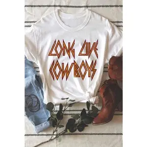 Long Live Cowboys Graphic Tee Classic Cotton Menswear Soft Stylish Breathable Denim Jacket Jeans Layer Top Streetwear Casual Shortsleeve