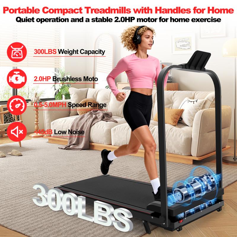 【SAVEYOUR】Foldable 2-in-1 Treadmill & Under Desk Walking Pad with Vibration Pad,Portable Treadmill with Handlebars, Incline & Remote for Home Cardio in Small Spaces, Office Apartment Fitness Equipment