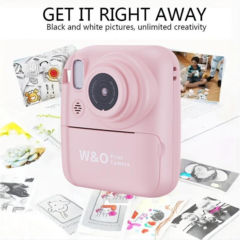 W&O Instant Print Camera , Birthday Gifts Girls Boys Age 3-12, HD Digital Video Cameras Toddler, Portable Toy 3 4 5 6 7 8 9 10 Year Old Girls Boys Mini Photo Booth