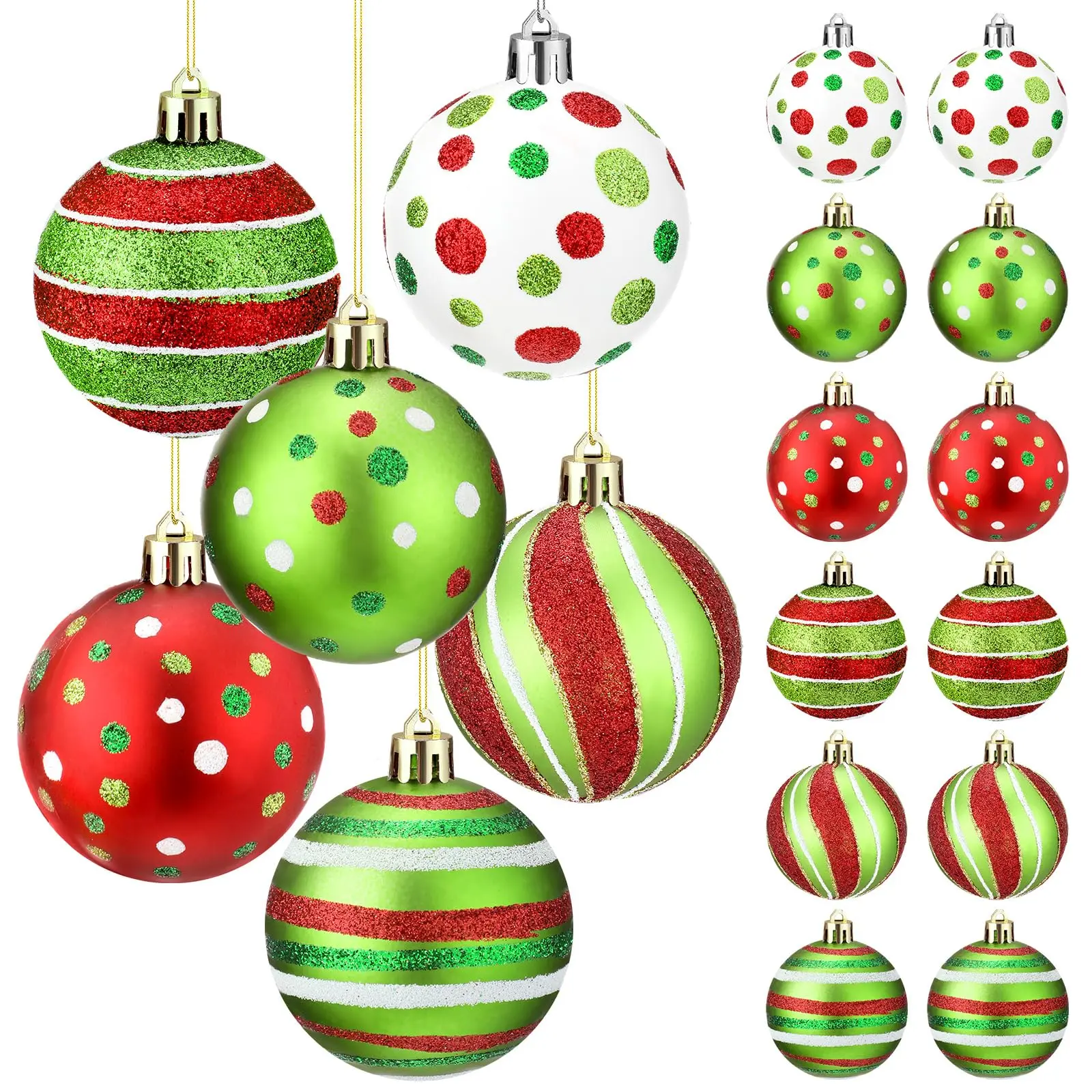 Christmas Decorations Green Monster Christmas Ornament Christmas Balls, Shatterproof Glittering Christmas Tree Decoration, Funny Cute Lime Green Furry Hanging Ornament with Red Bow, Holiday Party Home Christmas Decor for Xmas Tree