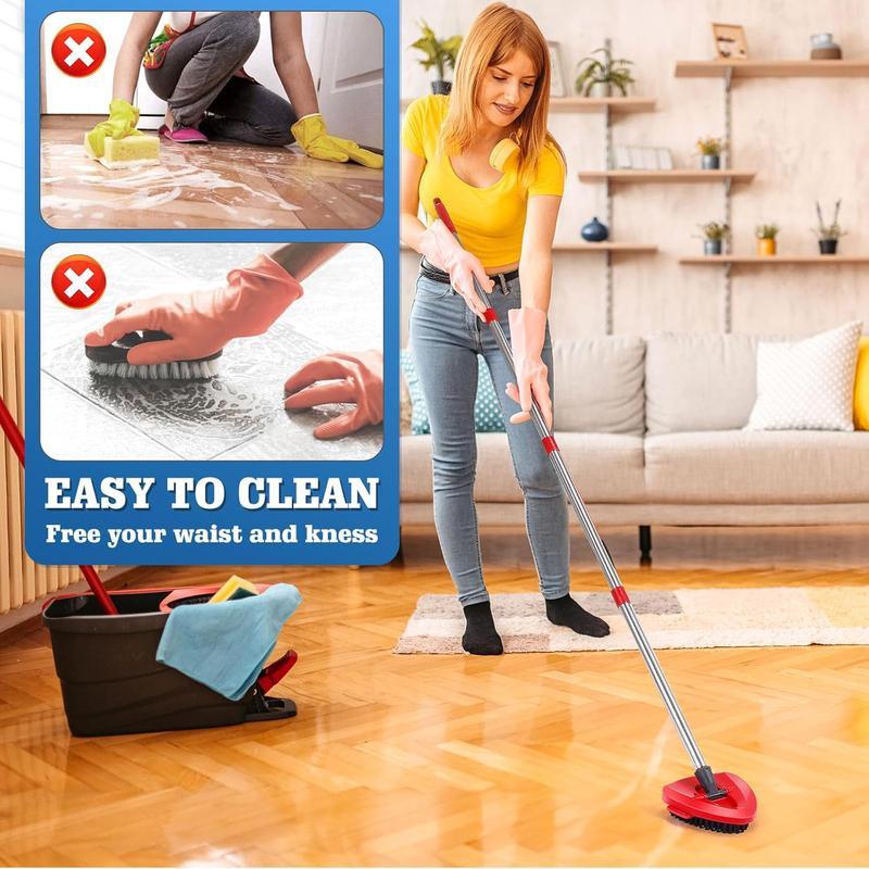 5 Pack Microfiber Spin Mop Replacement Heads for O Cedar 1-Tank System, Adjustable 30-58" Lightweight Stainless Steel Handle, Scrub Brush Base Combo, Machine Washable for Bathroom & Kitchen Cleaning