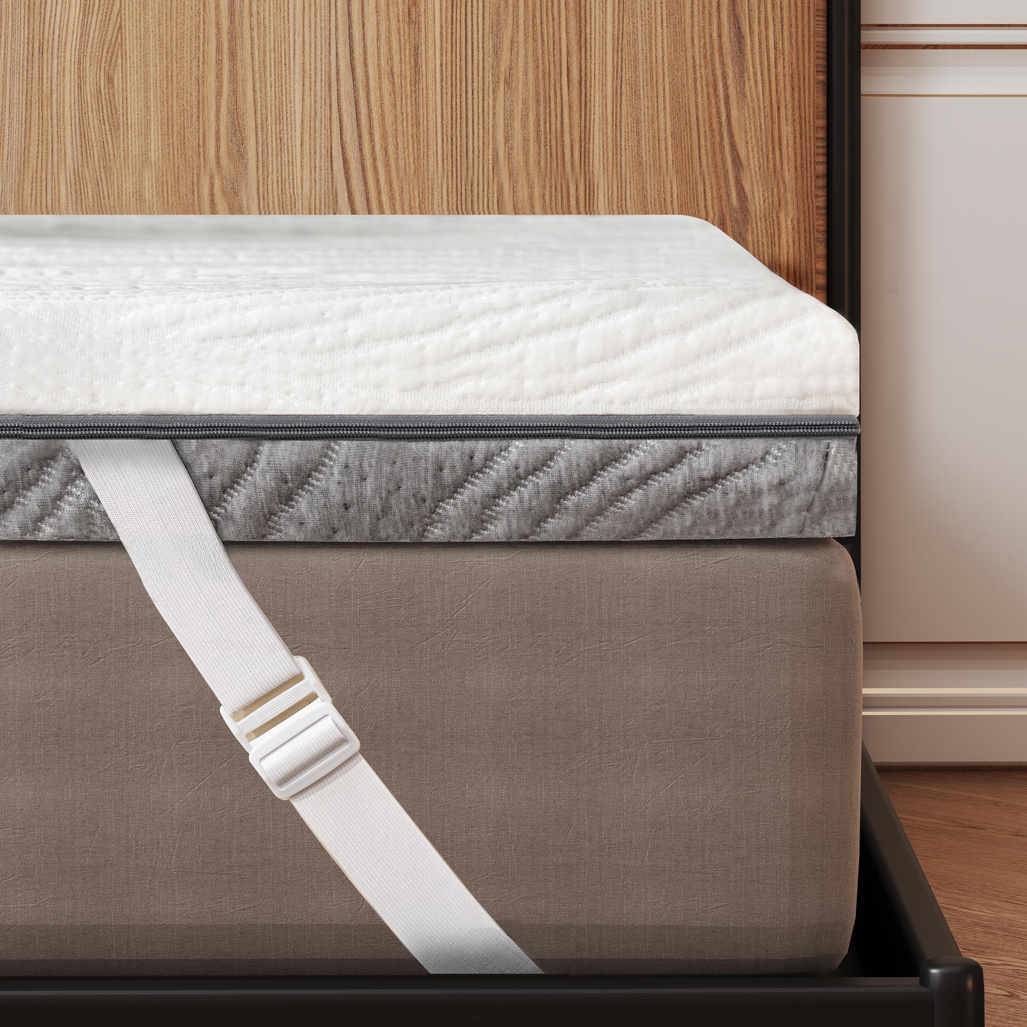 Raybee 3/4 Inch Memory Foam Mattress Topper, King Queen Full Twin XL Mattress Topper with Cooling Gel and Machine Washable Tencel Cover Soft & Pressure Relief & Breathable, Non-Slip, Mattresses Protector Pad White