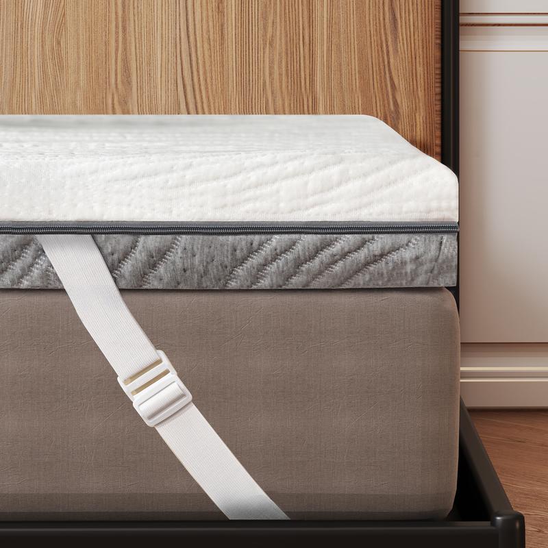 Raybee 3/4 Inch Memory Foam Mattress Topper, King Queen Full Twin XL Mattress Topper with Cooling Gel and Machine Washable Tencel Cover Soft & Pressure Relief & Breathable, Non-Slip, Mattresses Protector Pad White