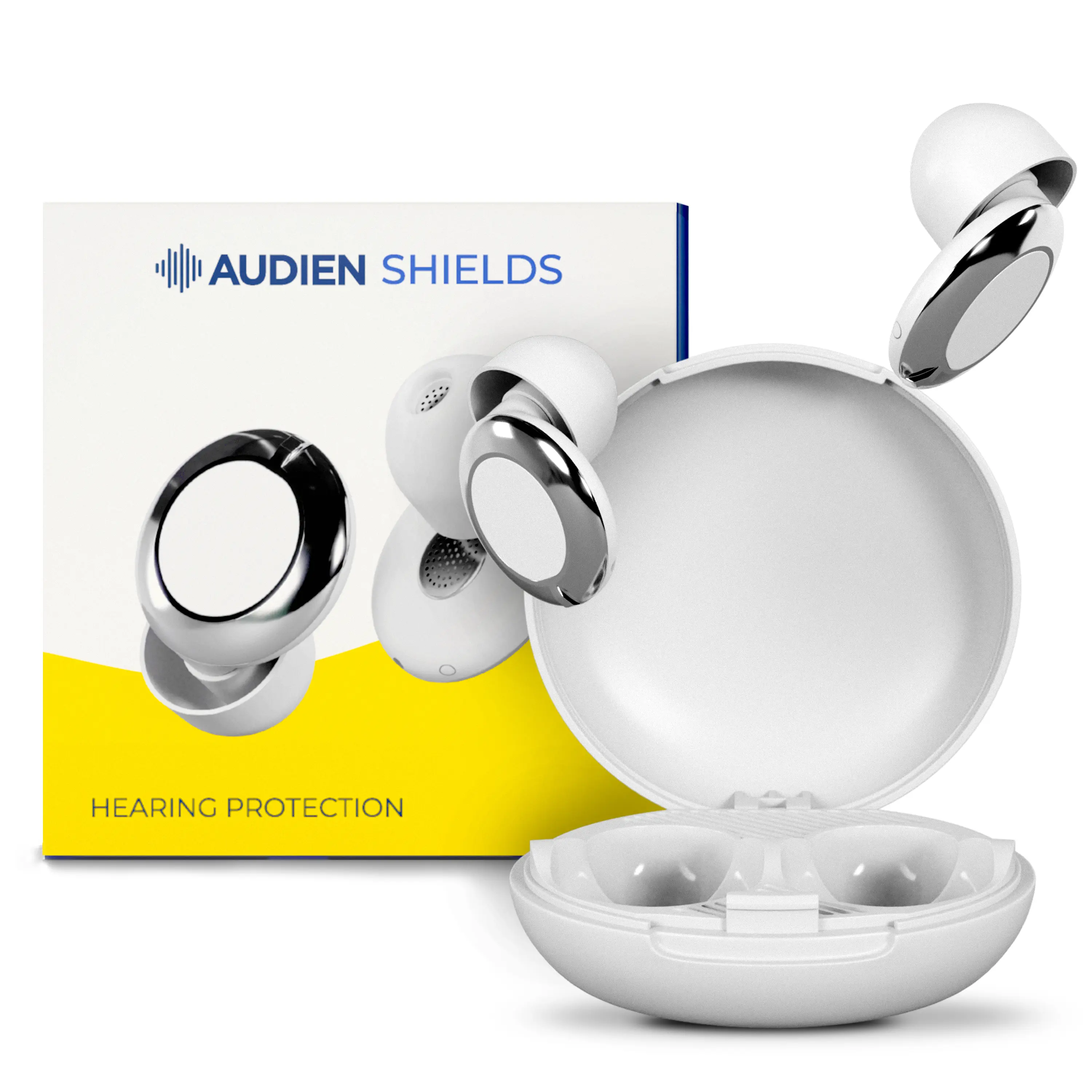 Audien Shields High Fidelity Hearing Protection Ear Plugs — Reusable Earplugs for Concerts, Festivals, Musicians, Work & Power Tools | One Dial, 3 Settings, Up to 45dB Noise Reduction