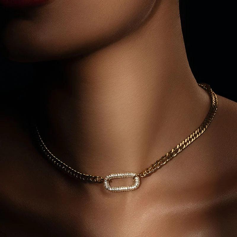 TEWIKY Tewiky Choker - Stylish Gold Chain Choker with Adjustable Fit Lightweight Design for Everyday Wear Comfortable Fit Effortless Style Accessory