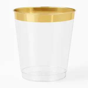 Elegant Gold Trim Plastic Tumblers - 10 oz, 20 Pack