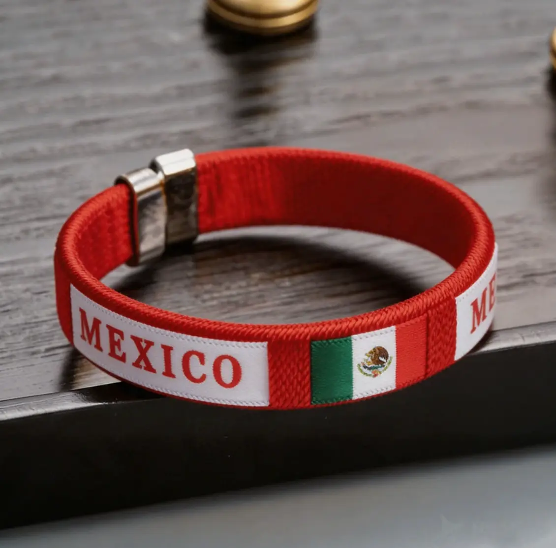 Unisex National Themed Polyester Woven Wristband - Adjustable Fit, Lightweight Casual Fashion Bracelet, Flag Colors Accessory for Everyday Wear