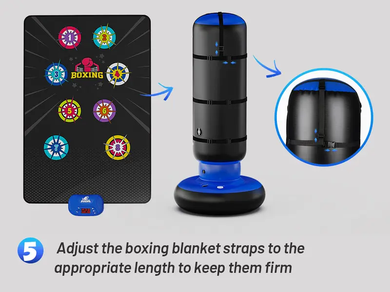 HopeRock Interactive Kids Boxing Bag Music and Light, 4 Game Modes, Scoring Feature, Practice Karate and Taekwondo, Perfect Birthday Gift for Boys and Girls 4-12