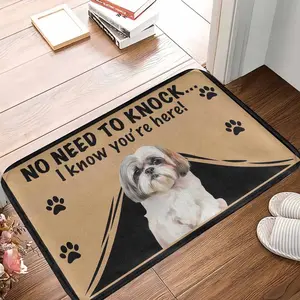 Cute Dog Welcome Doormat  Shih Tzu Print Pattern with Funny Quote and Paw Design  Non Slip Durable Absorbent Rug Mat  Perfect for Entryway  Porch  Living Room  Pet Lovers Gift  Housewarming Decor  Indoor Outdoor Use