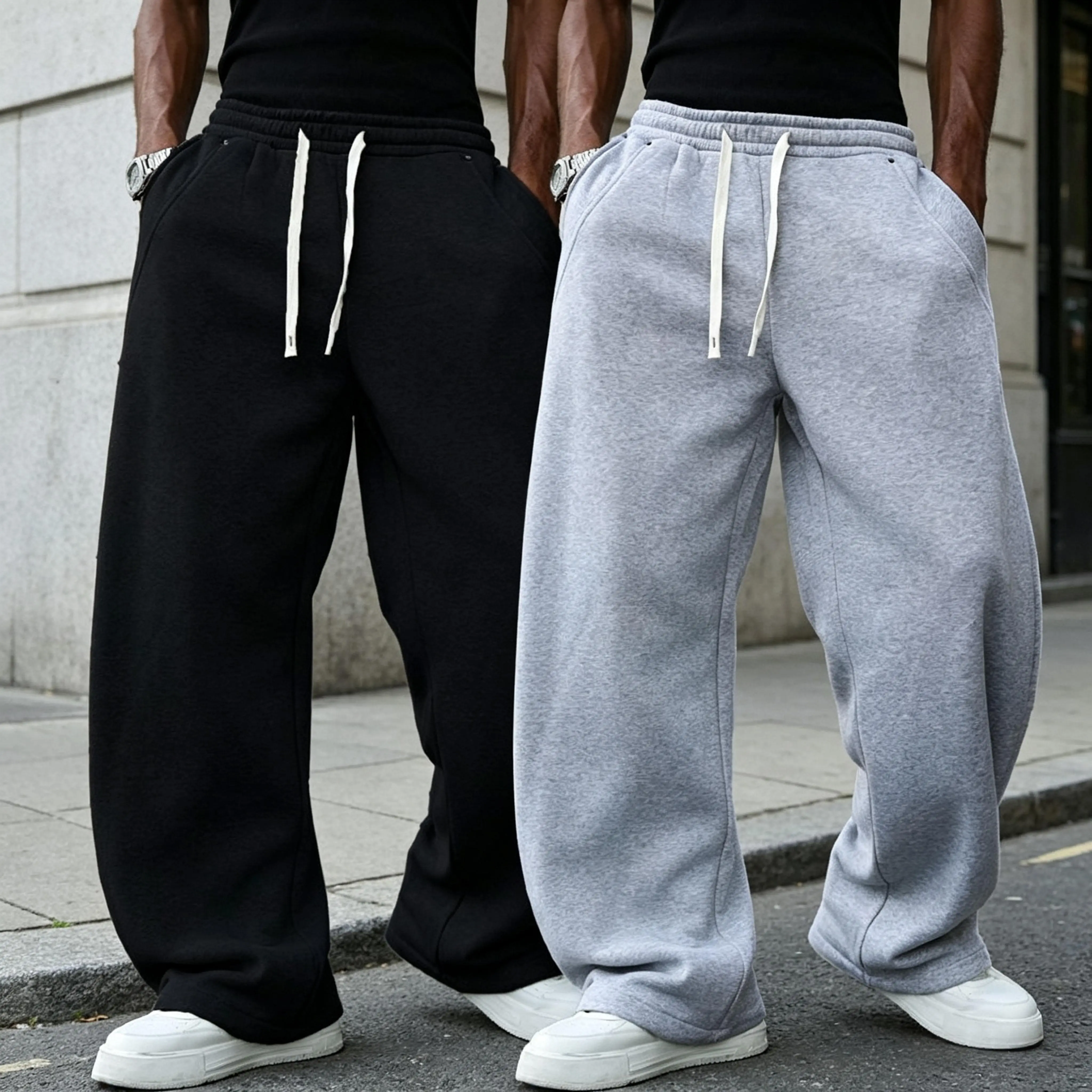 Men's Baggy Comfy Sweatpants - Loose Relaxed Fit Grey Casual Sporty Pants, Athleisure Gym Clothes for Streetwear & Loungewear, Everyday Street Pants Male Gym Fitness Sportswear Bottoms, Baggy Sweatpants, Streetwear Clothing, Men's Pants