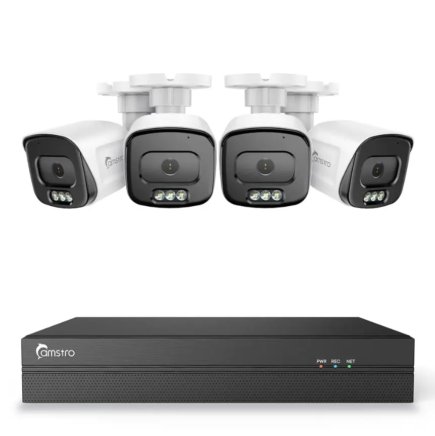 Camstro 4K 8-Channel POE CCTV Camera Security System, 4K NVR w/4 5MP IP Cameras, Color Night Vision, Customized Motion Area, Comprehensive Smart Detection, Two-Way Audio Intercom, IP67 Weatherproof