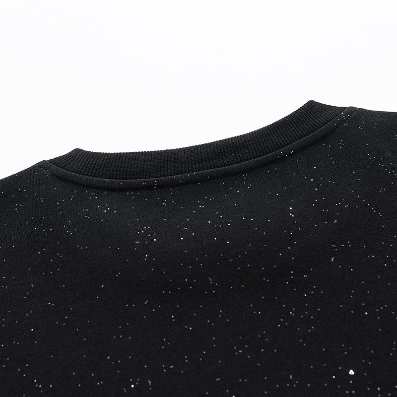 Casual Crew Neck Sweatshirt with Sparkling Star Design, Long Sleeve, All-Season Comfort, Casual Wear, Casual Attire, Everyday Style, Trendy Sweater