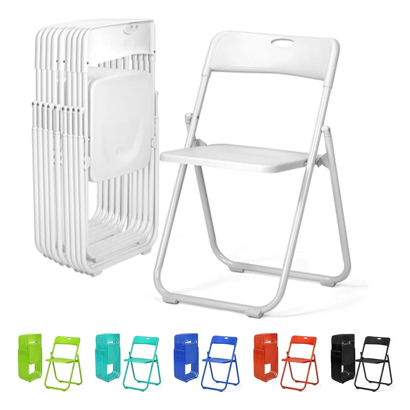 Karlhome 4/6/10 Pcs Folding Chair, 300LBS Lightweight Foldable Plastic Chair, Reinforced Metal Frame Easy to Fold & Store for Indoor Six colors & Outdoor, Wedding, Party, Meeting Room, Patio and Garden, White,dorm essentials,home decor