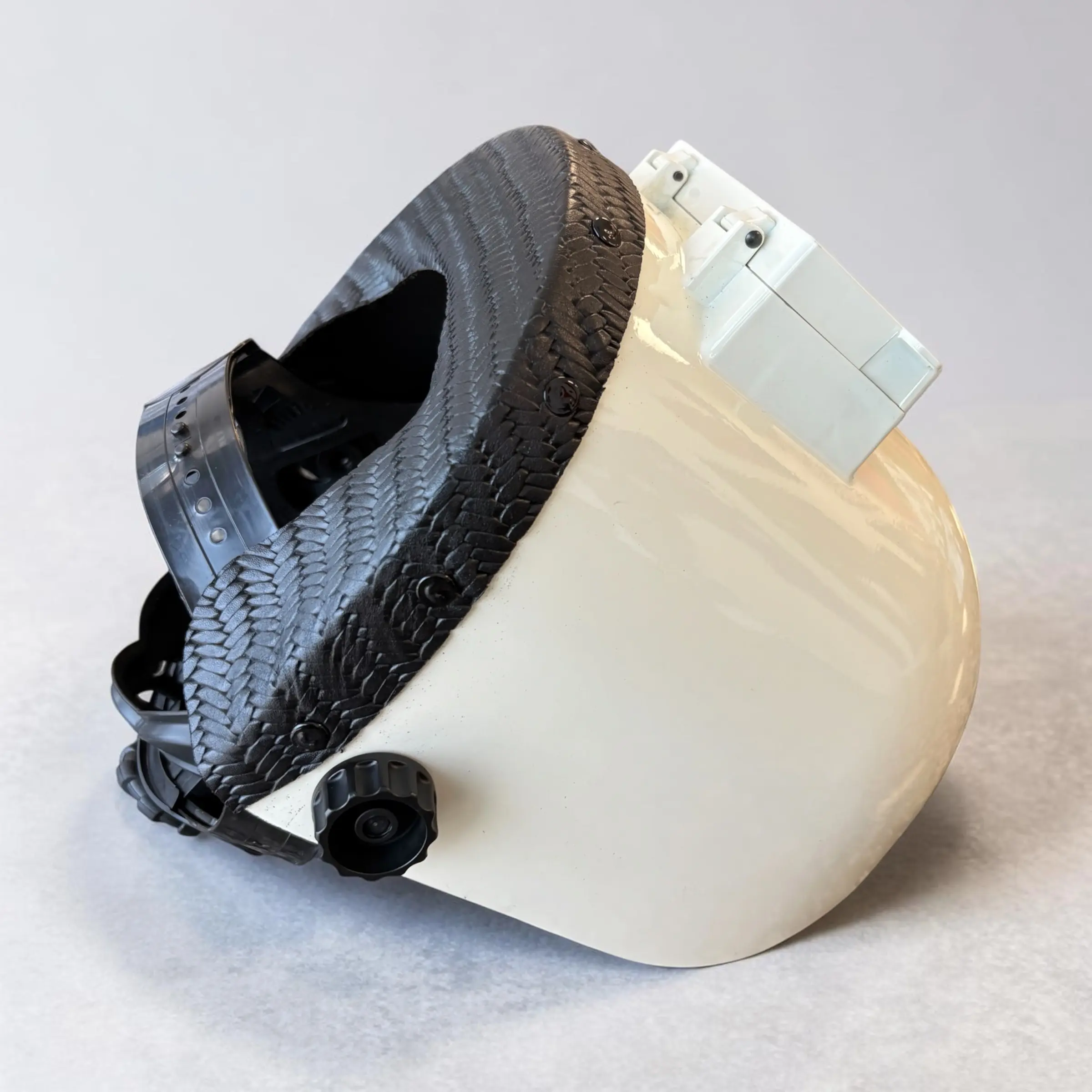 Black Basketweave Leather Sugarscoop Welding Hood