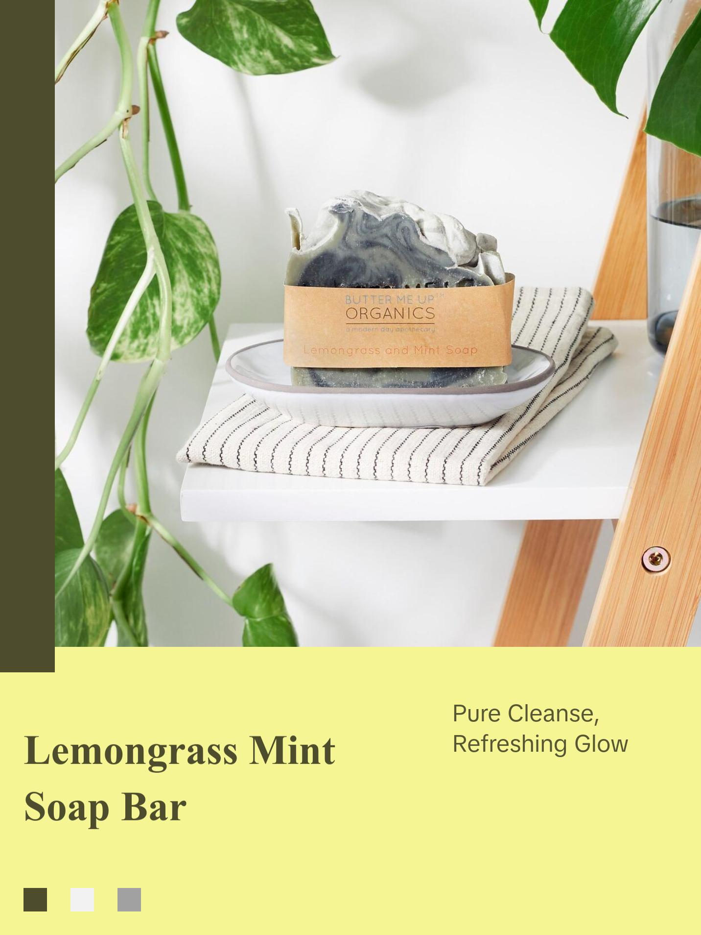 Organic Lemongrass Mint with Activated Charcoal and French Green Clay / Vegan Soap / PALM FREE Organic Lemongrass Mint with Activated Charcoal and French Green Clay / Vegan Soap / PALM FREE