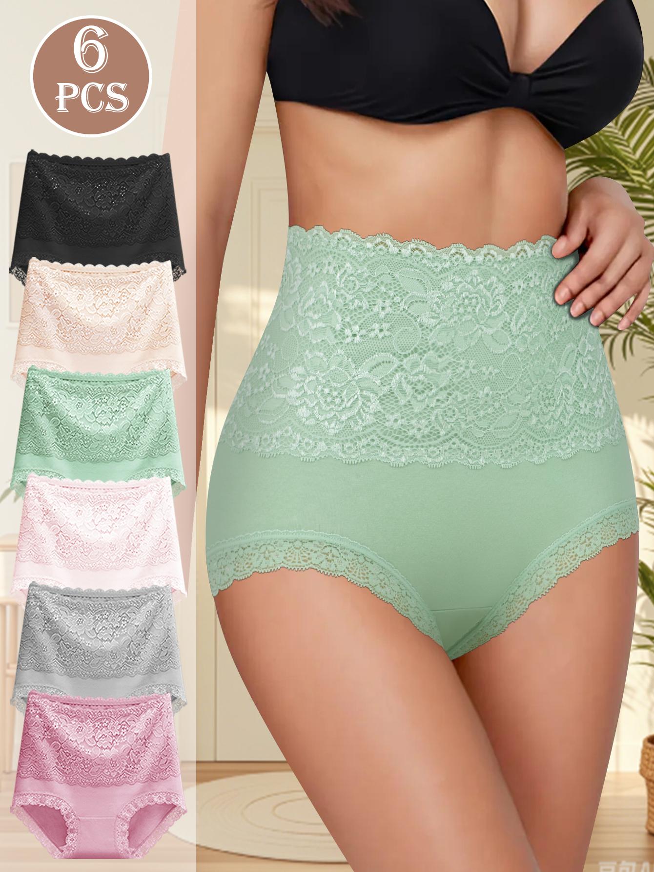 QUASTI 6 Piece Women's High Elasticity Briefs, Cotton Comfortable & Breathable Underwear, Hip Lifting Underwear Lace Style Fashionable Design, Suitable For Women's Daily Life SpringStatements