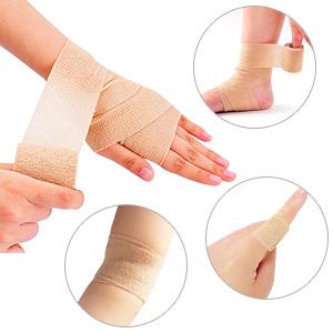 LotFancy Self Adhesive Bandage Wrap, 6 Pack, 3 inch x 5 Yards Non Woven Cohesive Bandage, First Aid Medical Tape for Sports Athletic Wrist, Ankle, Sprains & Swelling
