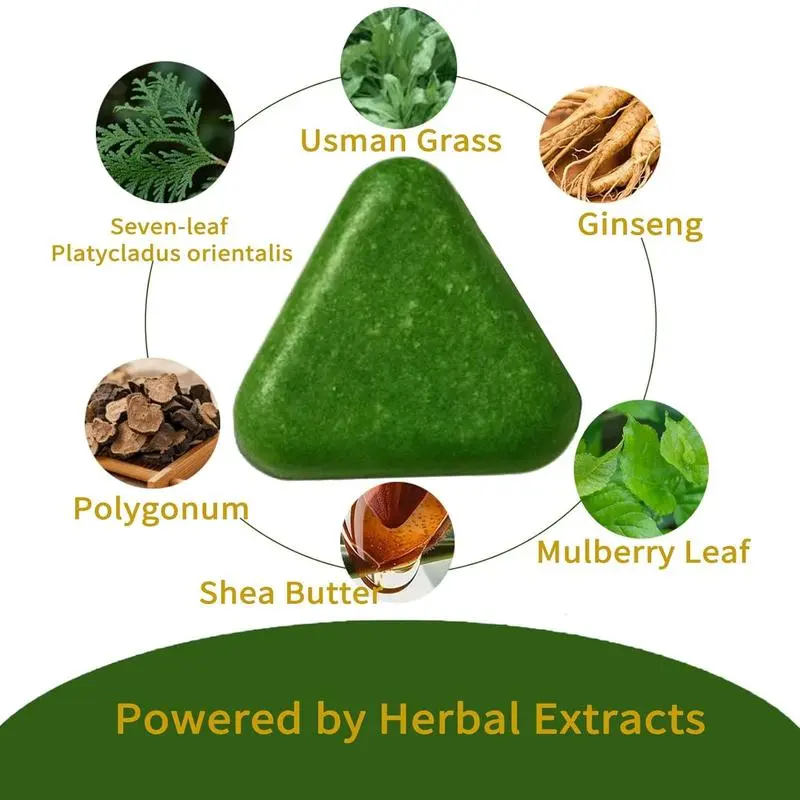 7-Herb Triangle Bar Soap Solid Shampoo - Unisex Haircare, Hair Growth Products, Growth Boosting Scalp Care Routine, Itch Relief, Anti-Bacterial Natural Botanical Extract Cleanser for Youth Daily Use