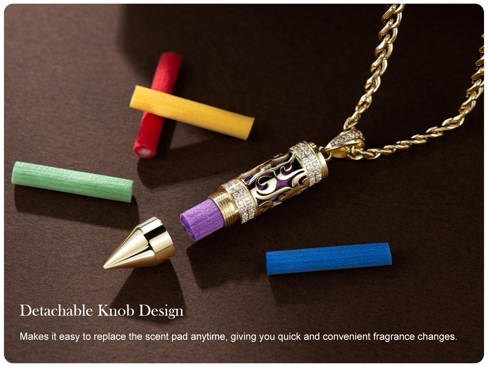 Holylegend 14K Real Gold-Plated Carved Bullet Aroma Necklace, Trendy Gold-Plated Jewelry with Double-Row CZ Stones, Hollow Engraved Design with Aroma Cotton, Pad Affordable Gold-Plated Gifts for Fashion Lovers