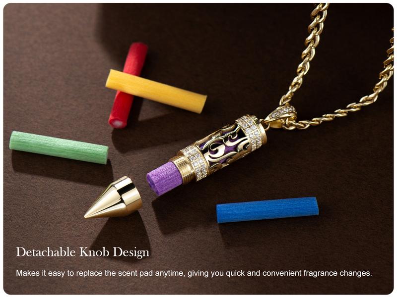 Holylegend 14K Real Gold-Plated Carved Bullet Aroma Necklace, Trendy Gold-Plated Jewelry with Double-Row CZ Stones, Hollow Engraved Design with Aroma Cotton, Pad Affordable Gold-Plated Gifts for Fashion Lovers