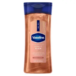 Vaseline Glazed and Glisten Sunlit Glow Body Gel Oil Vanilla Cocoa Shimmering with Ultra-Hydrating Lipids and 100% Pure Cocoa Butter, 6.8 Oz