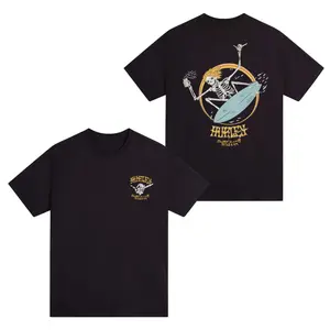 Hurley Men’s Short Sleeve T-Shirt, Skeleton Surf Graphic Tee, Punk Surf Streetwear Shirt