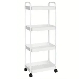 The Ultimate Rolling Cart Is Here! 4-Tier Plastic Utility Cart on Smooth Wheels – Organize Your Kitchen, Office & Living Room in Style!