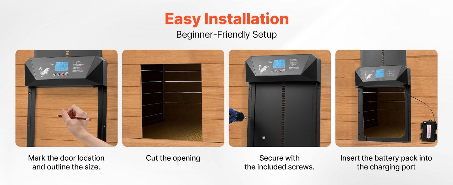 Automatic Chicken Coop Door System With DC And Battery Power, LCD Display, Light Sensor, Timer And Manual Setting, Anti-Pinch Safety, Durable Aluminum Alloy Construction, Chick Run Gate Opener For Farm Use