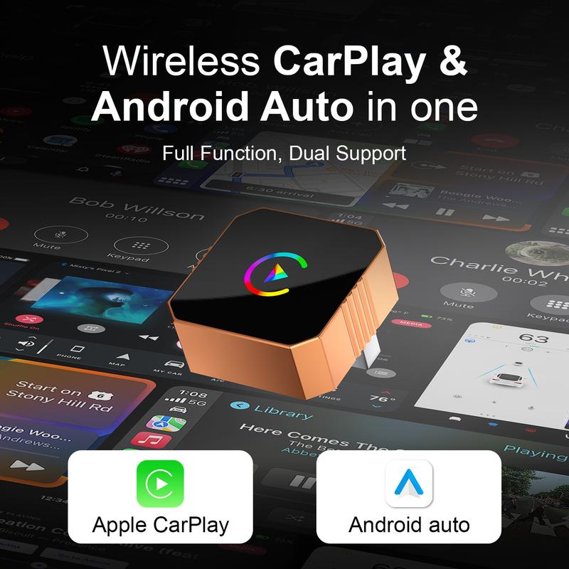Mini Orange Cube Pro 3.0 Wireless CarPlay & Android Auto Adapter 2026– Plug & Play, Fast Auto-Reconnect